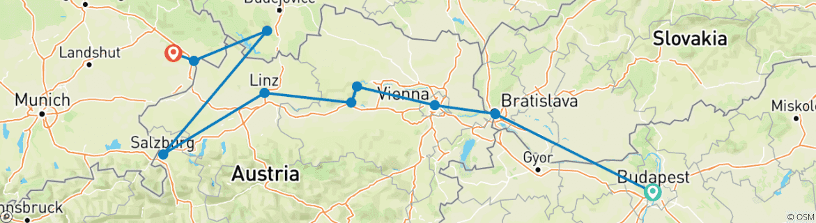 Image d'une carte montrant l'itinéraire du circuit