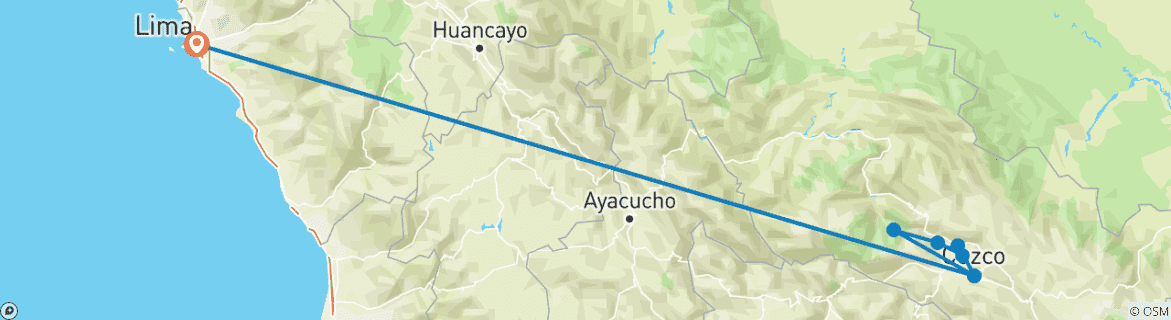 Image d'une carte montrant l'itinéraire du circuit