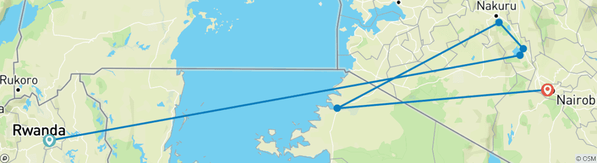 Image d'une carte montrant l'itinéraire du circuit