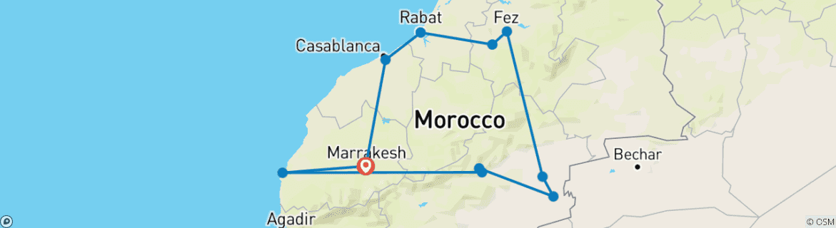 Image d'une carte montrant l'itinéraire du circuit