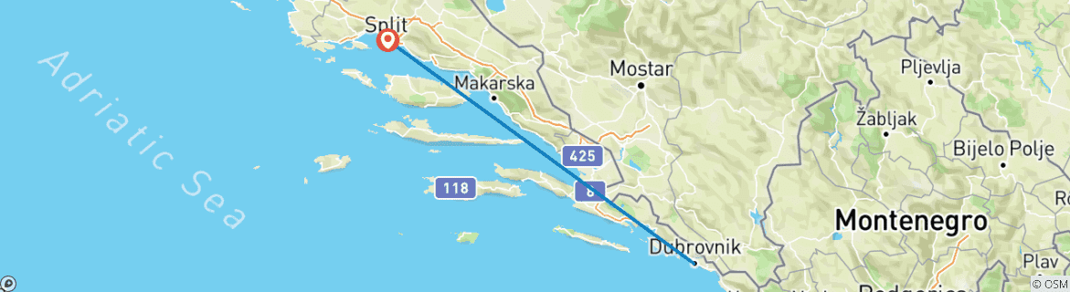 Image d'une carte montrant l'itinéraire du circuit