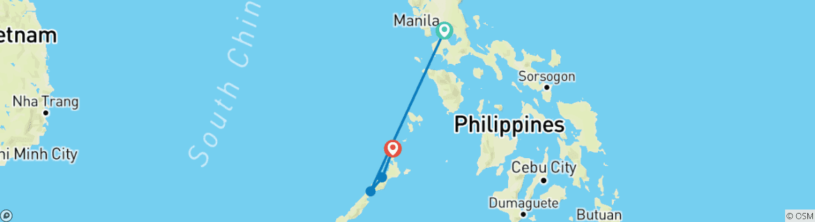 Image d'une carte montrant l'itinéraire du circuit