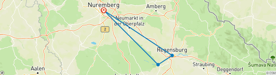 Image d'une carte montrant l'itinéraire du circuit