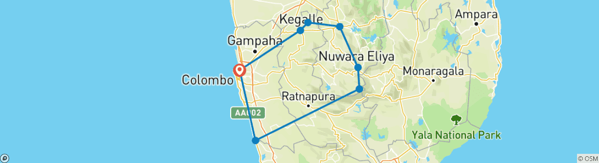 Image d'une carte montrant l'itinéraire du circuit