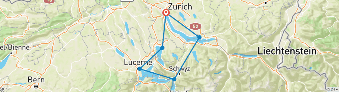 Carte du circuit Vacances à vélo Tour du chocolat suisse