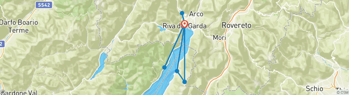 Image d'une carte montrant l'itinéraire du circuit
