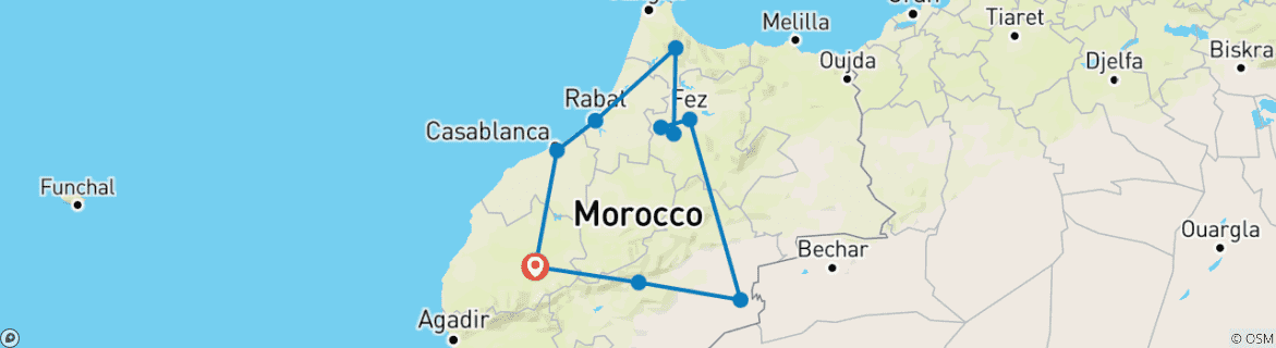 Image d'une carte montrant l'itinéraire du circuit