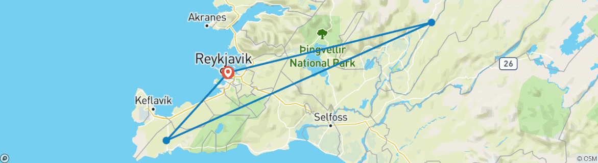 Karte mit der Reiseroute