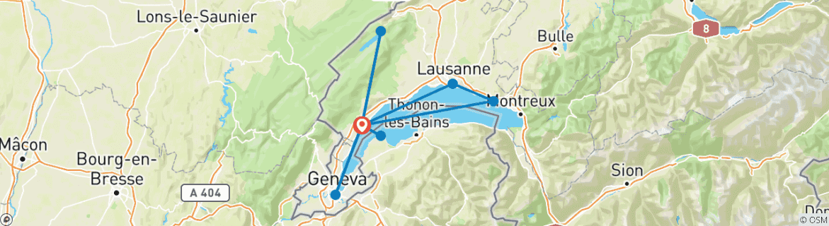 Image d'une carte montrant l'itinéraire du circuit
