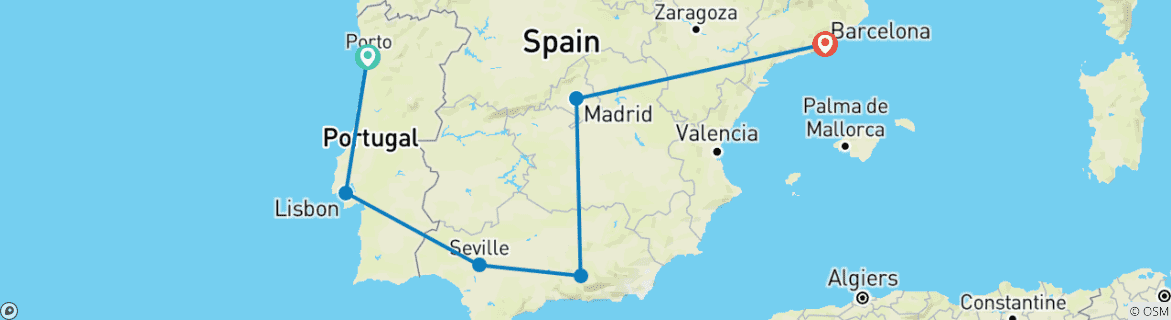 Image d'une carte montrant l'itinéraire du circuit