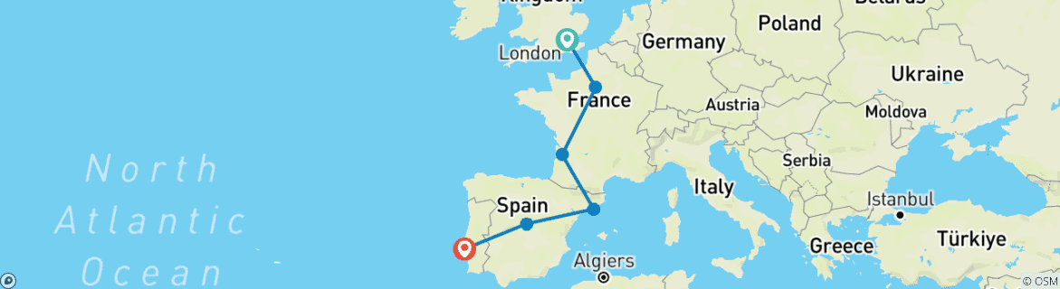 Image d'une carte montrant l'itinéraire du circuit