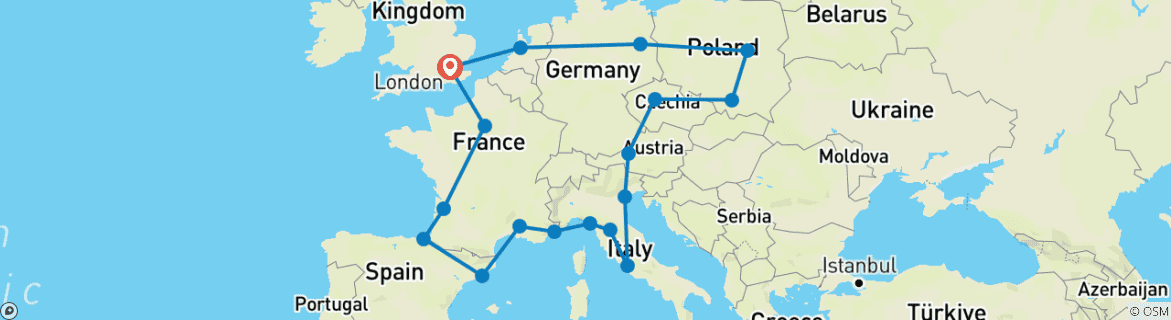 Image d'une carte montrant l'itinéraire du circuit