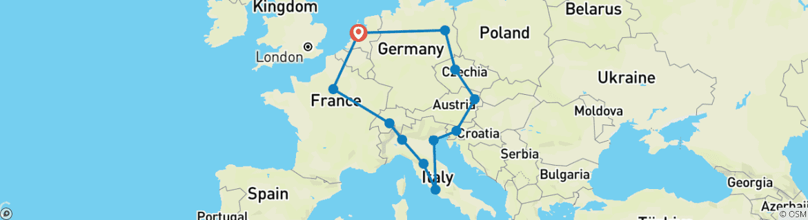 Image d'une carte montrant l'itinéraire du circuit