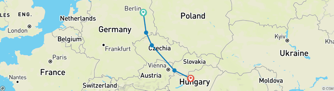 Image d'une carte montrant l'itinéraire du circuit