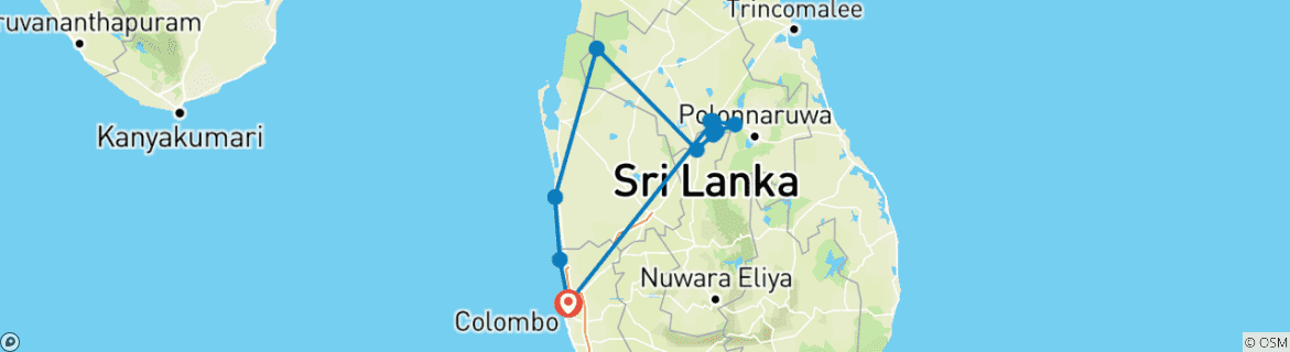 Image d'une carte montrant l'itinéraire du circuit