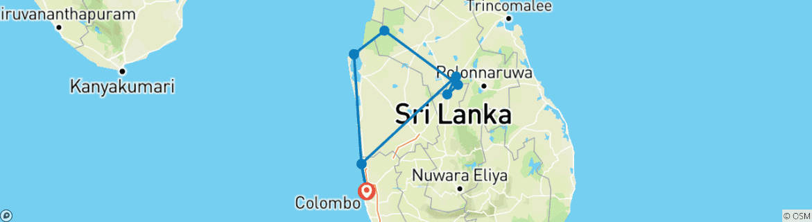 Image d'une carte montrant l'itinéraire du circuit