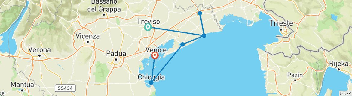 Image d'une carte montrant l'itinéraire du circuit