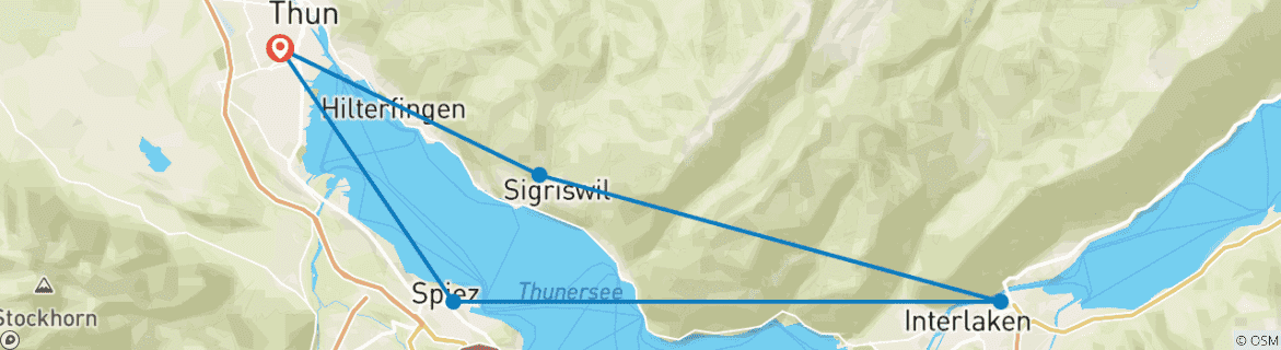 Image d'une carte montrant l'itinéraire du circuit
