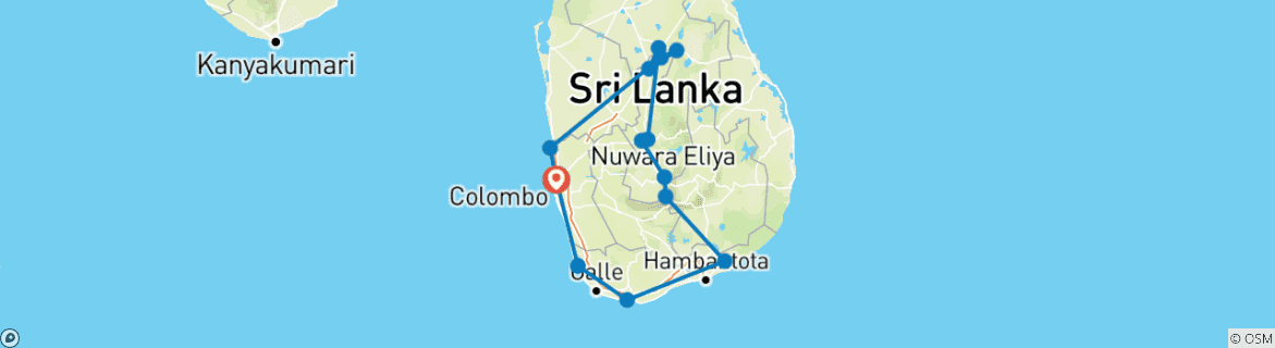 Image d'une carte montrant l'itinéraire du circuit