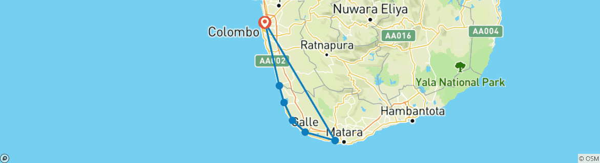 Image d'une carte montrant l'itinéraire du circuit