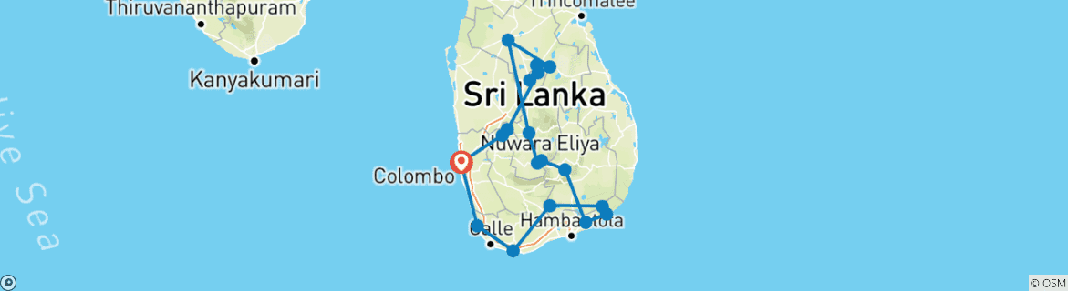 Image d'une carte montrant l'itinéraire du circuit