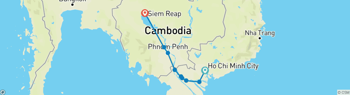 Image d'une carte montrant l'itinéraire du circuit