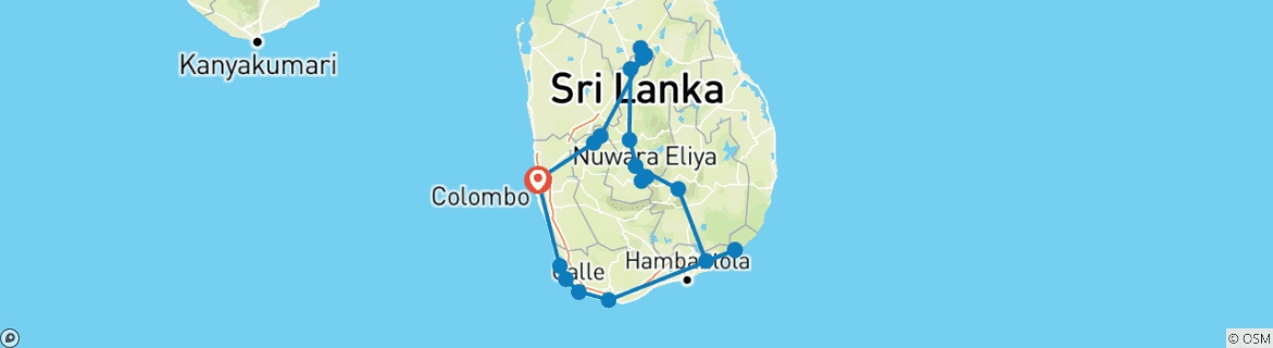 Image d'une carte montrant l'itinéraire du circuit