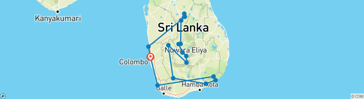 Image d'une carte montrant l'itinéraire du circuit