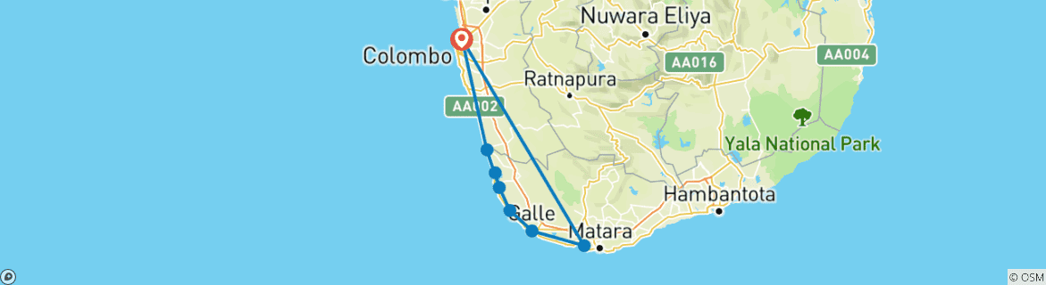 Image d'une carte montrant l'itinéraire du circuit