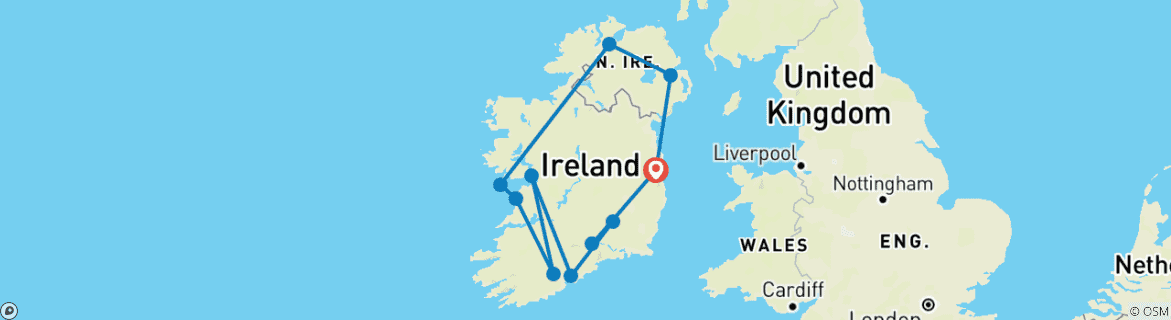 Image d'une carte montrant l'itinéraire du circuit