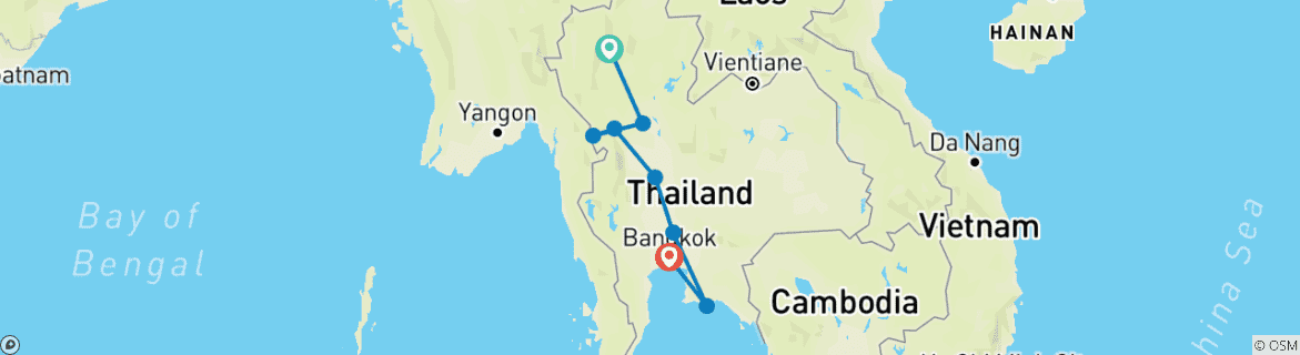 Image d'une carte montrant l'itinéraire du circuit