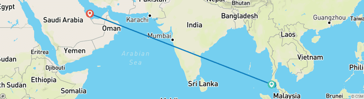 Image d'une carte montrant l'itinéraire du circuit