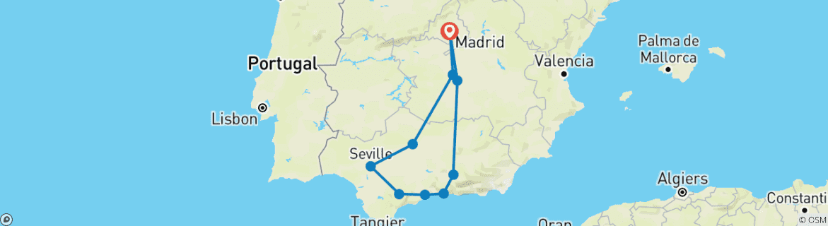 Carte du circuit Histoire andalouse (sans l'Alhambra) (including Nerja)