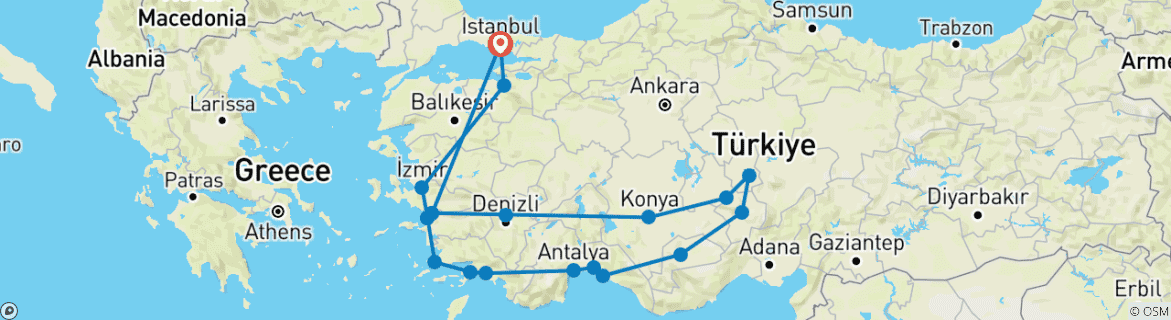 Karte mit der Reiseroute