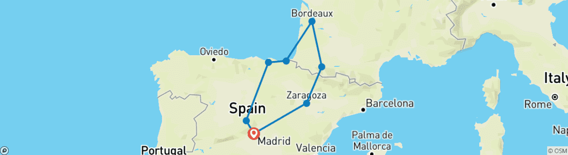Image d'une carte montrant l'itinéraire du circuit