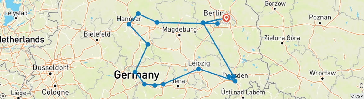 Image d'une carte montrant l'itinéraire du circuit