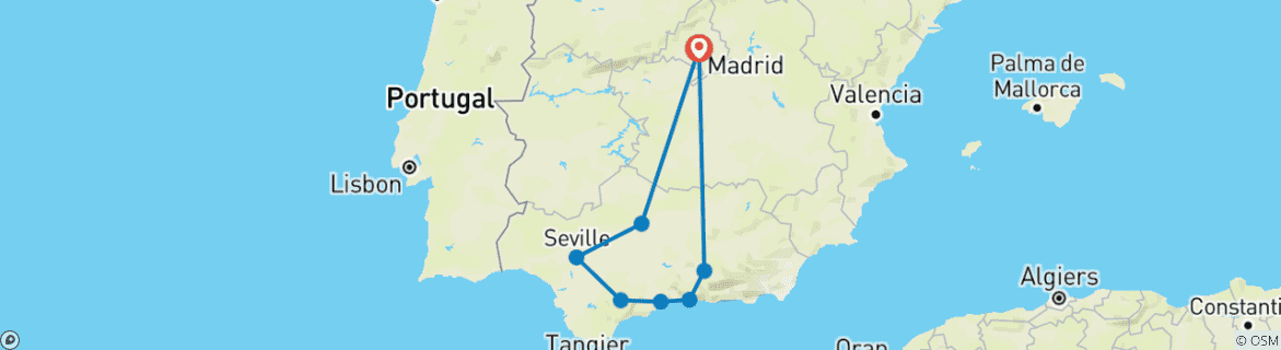 Image d'une carte montrant l'itinéraire du circuit