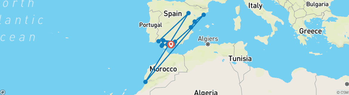 Image d'une carte montrant l'itinéraire du circuit