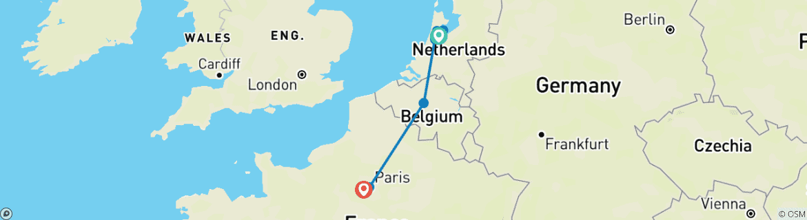 Image d'une carte montrant l'itinéraire du circuit
