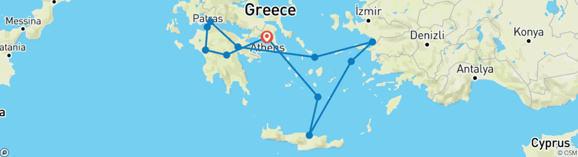 Image d'une carte montrant l'itinéraire du circuit