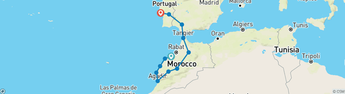 Image d'une carte montrant l'itinéraire du circuit