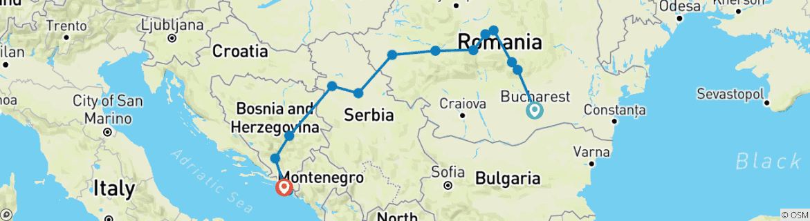 Image d'une carte montrant l'itinéraire du circuit