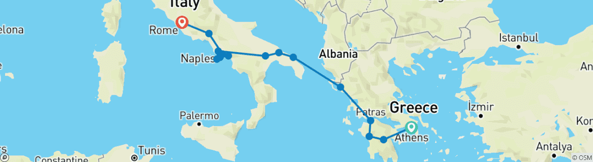 Image d'une carte montrant l'itinéraire du circuit