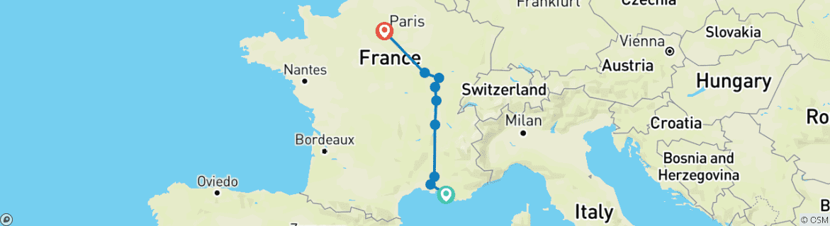 Image d'une carte montrant l'itinéraire du circuit
