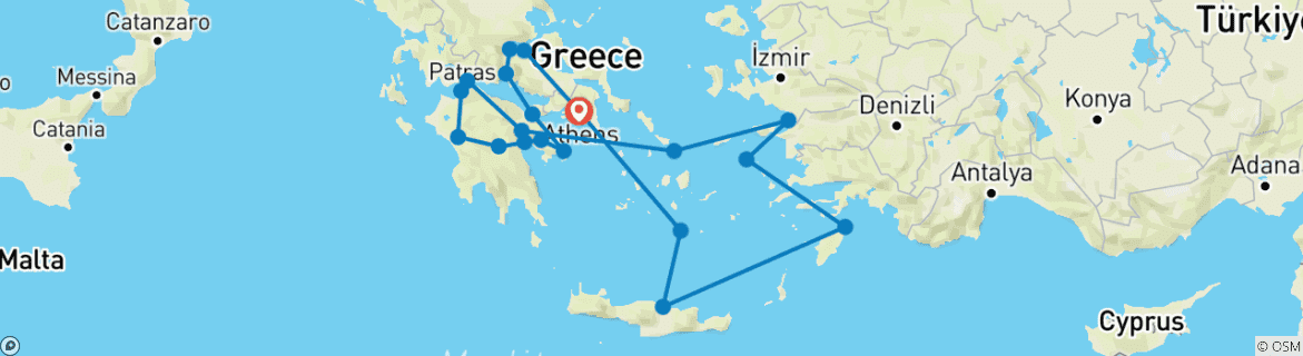 Karte von Griechenland und die wunderschöne Ägäis