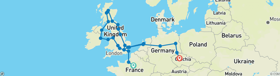 Image d'une carte montrant l'itinéraire du circuit