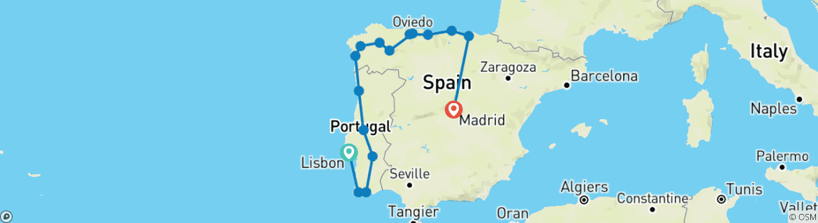 Image d'une carte montrant l'itinéraire du circuit