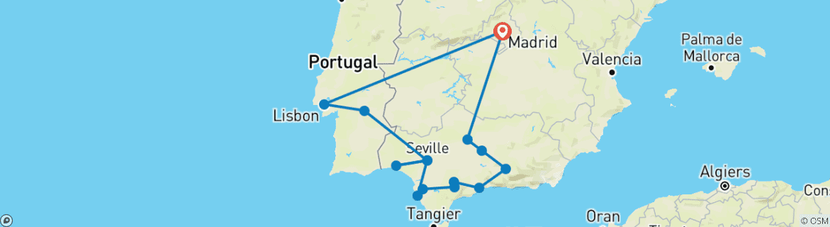 Mapa de Alma andaluza con Portugal