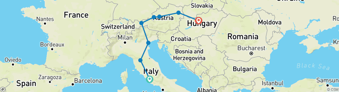 Image d'une carte montrant l'itinéraire du circuit