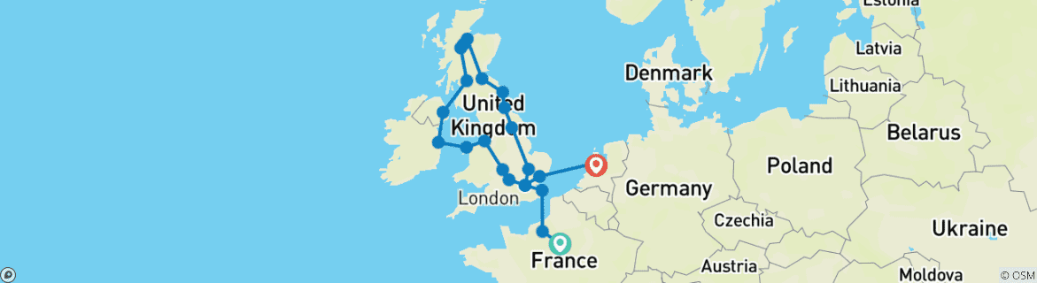 Image d'une carte montrant l'itinéraire du circuit